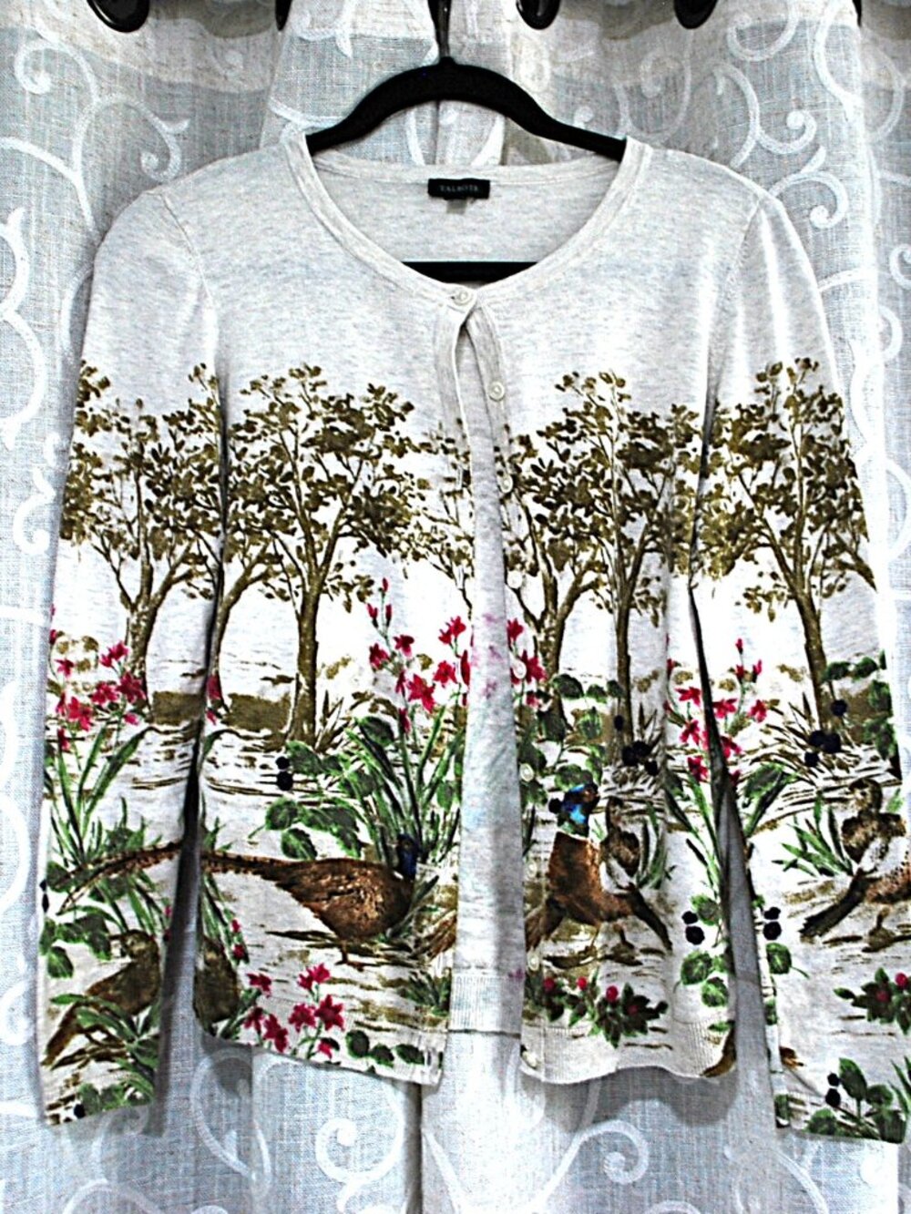 Talbot Sweater Lightweight Animal Bird Floral Print Size XS
